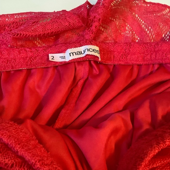 Maurices Magenta Strapless Knee Lnth Lace Dress 2X - Picture 3 of 8